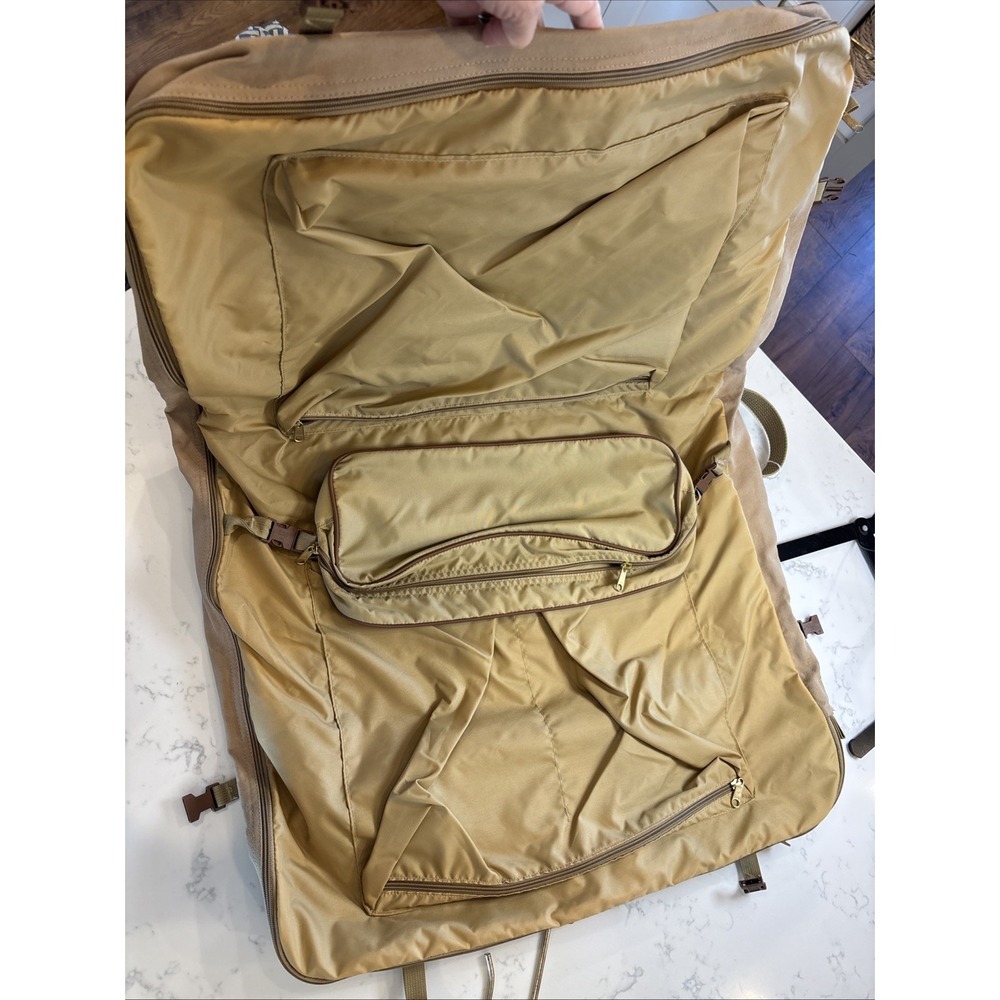 Ford X Eddie Bauer Canvas Leather Fold Up Hanging Garment Travel Bag Brass Hook - Picture 5 of 12